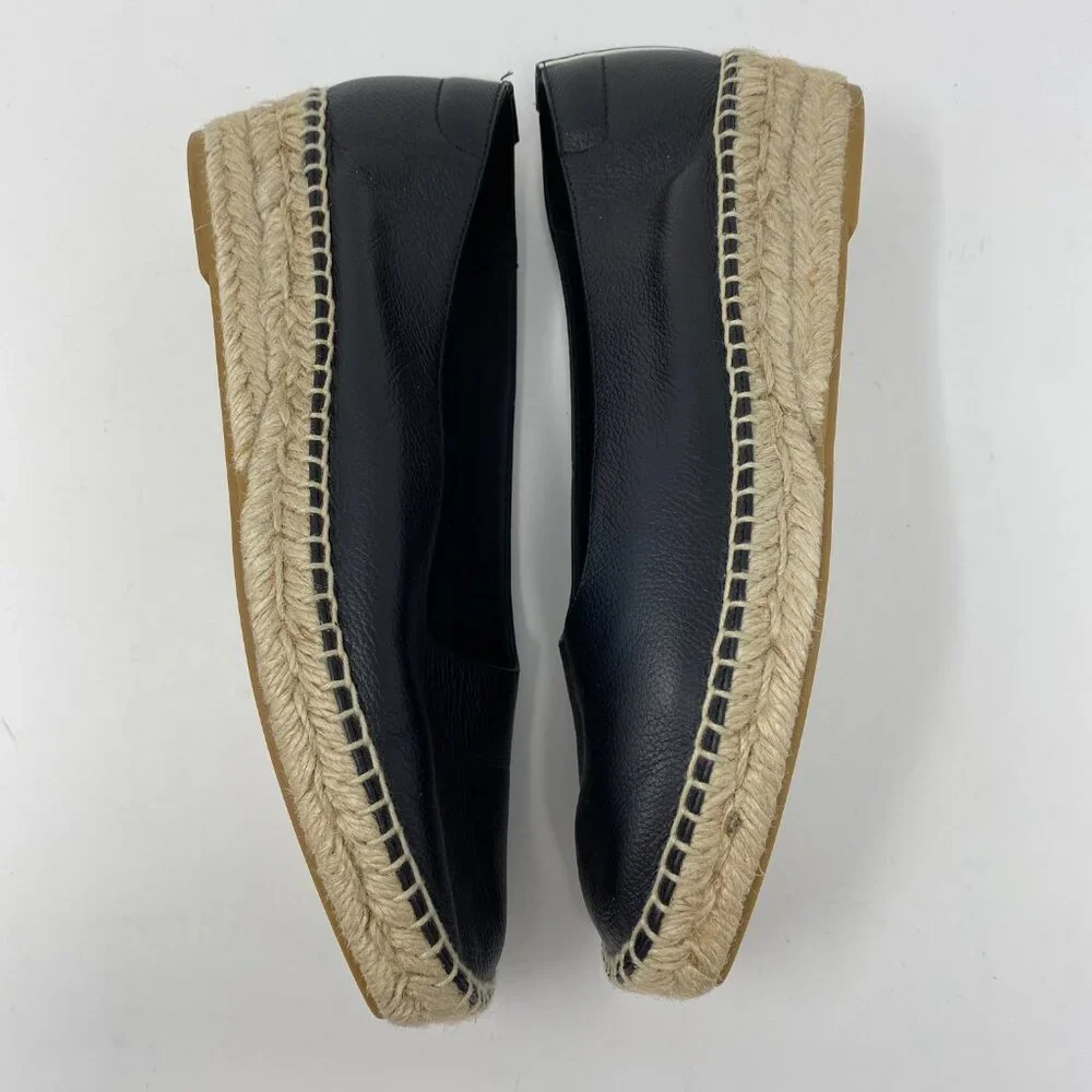 everlane espadrille leather low wedge slip on flats (worn once)